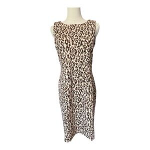 🆕 NWOT Chico’s brown & cream leopard print sleeveless sheath dress | size small